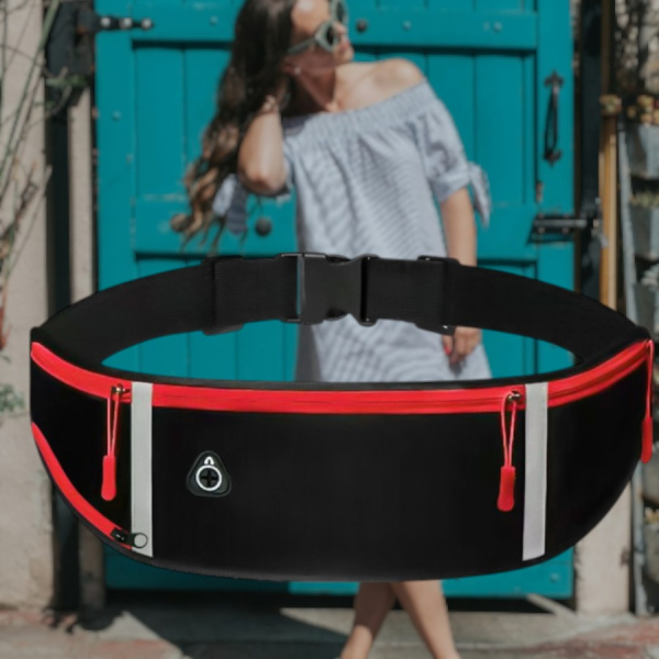 Сумка поясная Sport, 4 кармашка, ремень-защелка / Кросс-боди, бананка через плечо для спорта